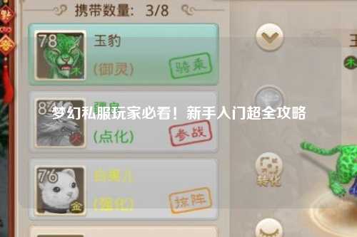 梦幻私服玩家必看！新手入门超全攻略
